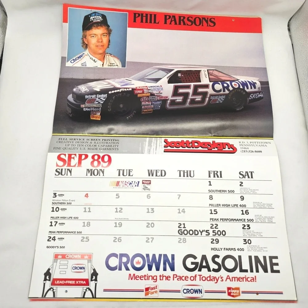 1989 NASCAR Winston Cup Driver Calendar Racing Motorsports Stock Cars Vintage